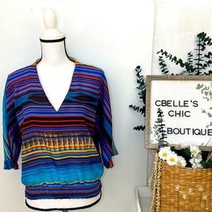 Retro Multi-Color Striped Top Sz S